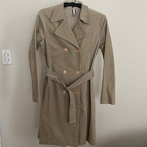 Classic tan thin corduroy trench coat